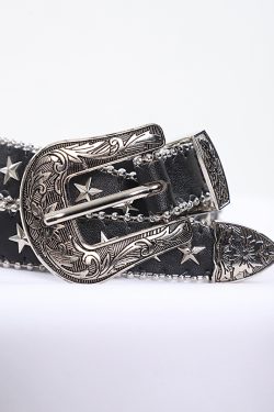 Spicy Girl Metal Work Belt - American Style Niche Design with Star Accents for Trendy 90s and Y2K Fashion