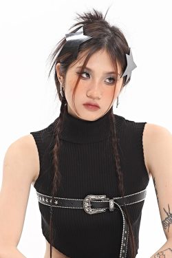 Spicy Girl Metal Work Belt - American Style Niche Design with Star Accents for Trendy 90s and Y2K Fashion