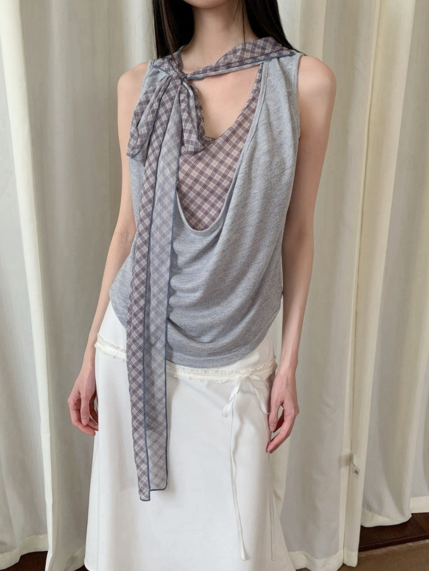 Spicy Girl Off-Shoulder Fake Two-Piece Sleeveless T-Shirt - Patterned Lazy Style Top for Women, Y2K and Casual Fashion Spicy Girl Off-Shoulder Fake Two-Piece Sleeveless T-Shirt - Patterned Lazy Style Top for Women, Y2K and Casual Fashion