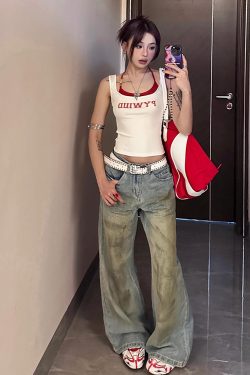 Spicy Girl Sleeveless Summer Tank Top - Color-Blocking, Waist-Cinching, Slim Fit, American Style, Y2K Inspired