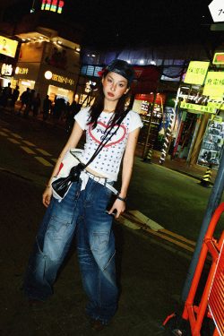 Spicy Girl Star Print Short Sleeve T-Shirt for Women - Summer Slim Fit Versatile Top, American Style, 90s Inspired Fashion