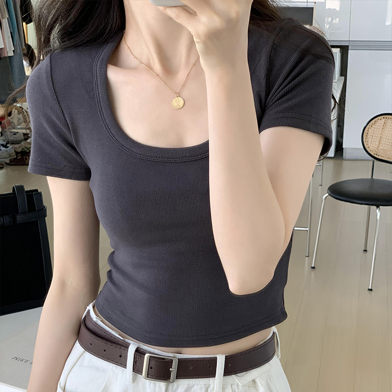 Spicy Girl Summer T-Shirt - Sweet and Stylish High-End Half Sleeve Shoulder Top for Trendy Looks Spicy Girl Summer T-Shirt - Sweet and Stylish High-End Half Sleeve Shoulder Top for Trendy Looks