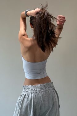 Spoon-Shaped Round Neck Semi-Backless Vest - Basic Hacker Comfort Zone Waist-Defining Top for Y2K and Korean Style Fashion