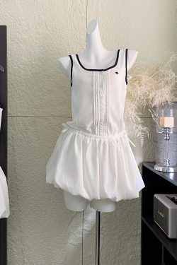 Sporty Casual Sleeveless Floral Balloon Bubble Dress for Girls - Trendy 90s Inspired Design