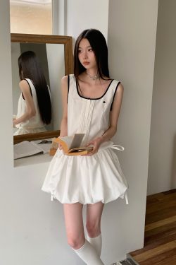 Sporty Casual Sleeveless Floral Balloon Bubble Dress for Girls - Trendy 90s Inspired Design