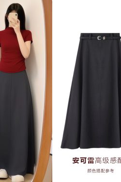 Spring 2025 Women's Red T-shirt, Half High Neck Base Layer Outerwear, Korean Style Fashion Top