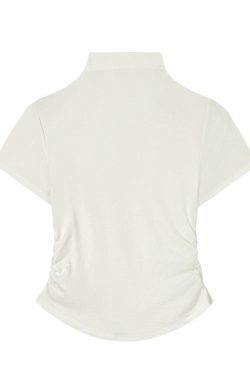 Spring 2025 Women's Red T-shirt, Half High Neck Base Layer Outerwear, Korean Style Fashion Top