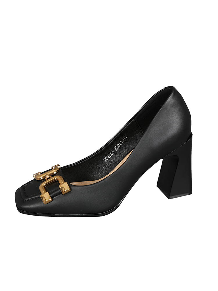 Spring 2025 Women's Retro Square-Toe High Heels in Milk Tea Color - Versatile Chunky Heel Loafers for Fashionable Looks Spring 2025 Women's Retro Square-Toe High Heels in Milk Tea Color - Versatile Chunky Heel Loafers for Fashionable Looks