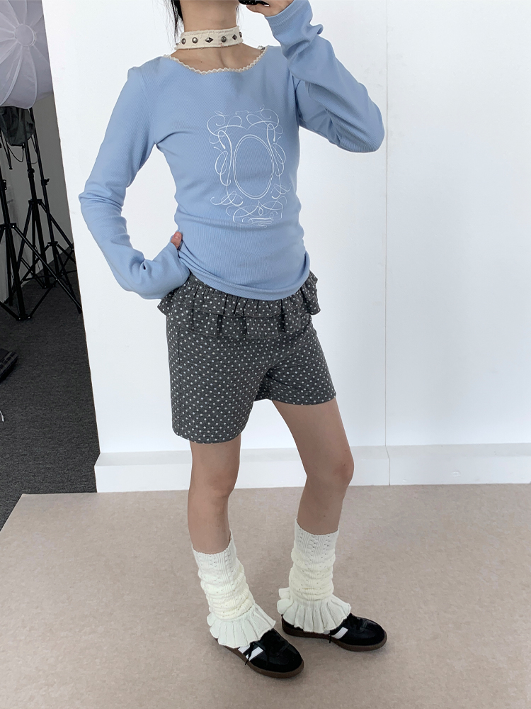 Spring Gray Polka Dot Lace Girl Shorts - Trendy Y2K Style Summer Fashion for Kids Spring Gray Polka Dot Lace Girl Shorts - Trendy Y2K Style Summer Fashion for Kids