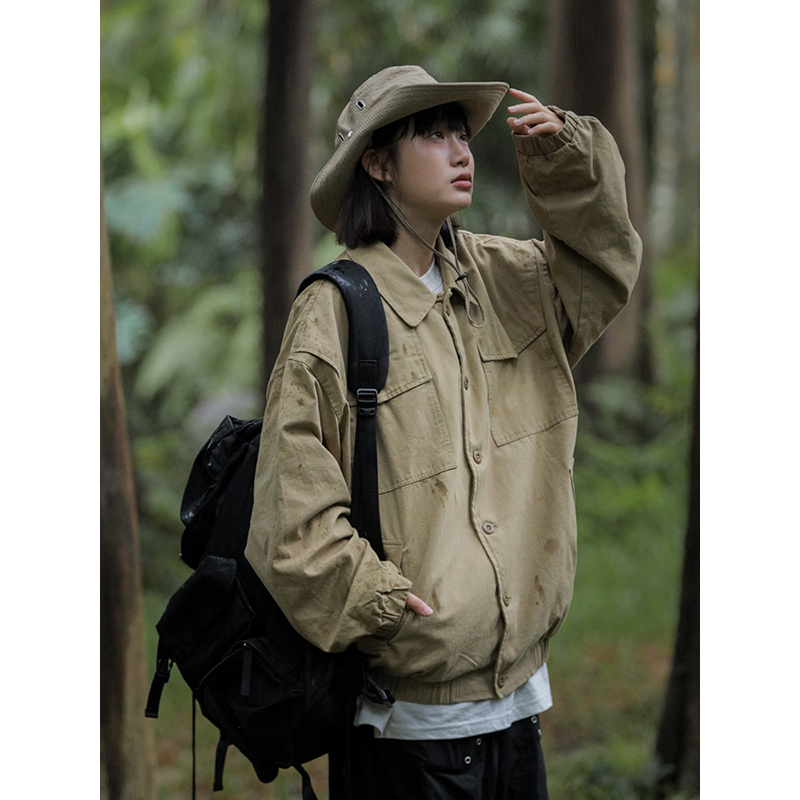 Spring Japanese City Boy Loose Shirt Jacket for Women - Vintage Workwear Style Versatile Coat for Men, Casual Streetwear Fashion Spring Japanese City Boy Loose Shirt Jacket for Women - Vintage Workwear Style Versatile Coat for Men, Casual Streetwear Fashion