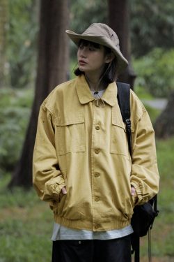 Spring Japanese City Boy Loose Shirt Jacket for Women - Vintage Workwear Style Versatile Coat for Men, Casual Streetwear Fashion