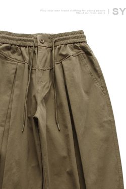 Spring Retro Draped Work Pants for Men - Trendy Loose Straight Casual Long Pants in American Style