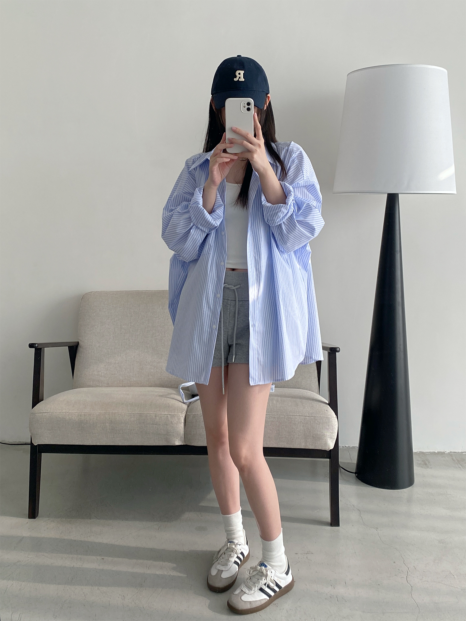 Spring Summer Women’s Striped Long Sleeve Shirt - Casual Sun Protection Top, Loose Slimming Fit, Korean Style Vacation Wear Spring Summer Women’s Striped Long Sleeve Shirt - Casual Sun Protection Top, Loose Slimming Fit, Korean Style Vacation Wear