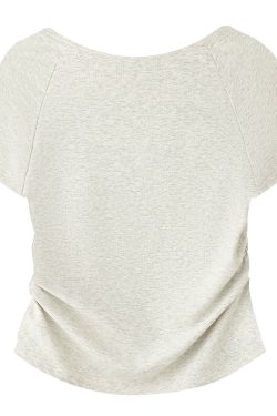 Square Neck Tie-Dye Short Sleeve T-Shirt - Elegant Women's Fitted Cotton Top for Effortless 90s Style