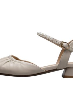 Square-Toed Pleated Chunky Heel Flat Sandals - Closed Toe One Strap Grandma Style, Italian Corso Venezia Inspired
