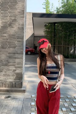 Strapless Color-Blocked Striped Knitted Crop Top - Summer Fashion Essential for Y2K and 90s Style Outer Wear