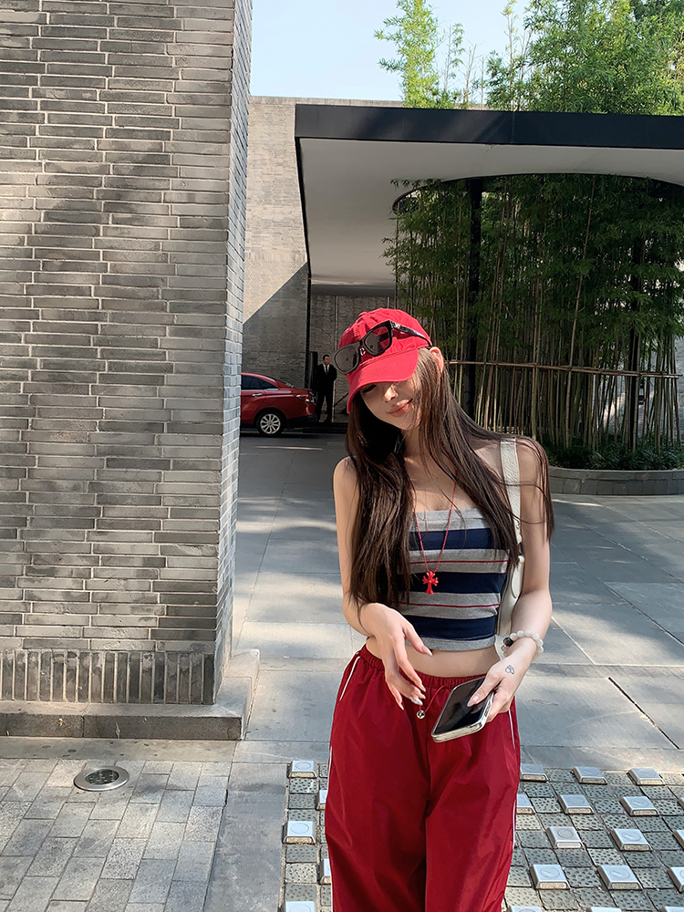 Strapless Color-Blocked Striped Knitted Crop Top - Summer Fashion Essential for Y2K and 90s Style Outer Wear Strapless Color-Blocked Striped Knitted Crop Top - Summer Fashion Essential for Y2K and 90s Style Outer Wear