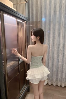 Strapless Slim Fit Lace Splicing Top with Built-in Chest Pad - Sexy Fragrant Style Vest for Y2K and 90s Fashion