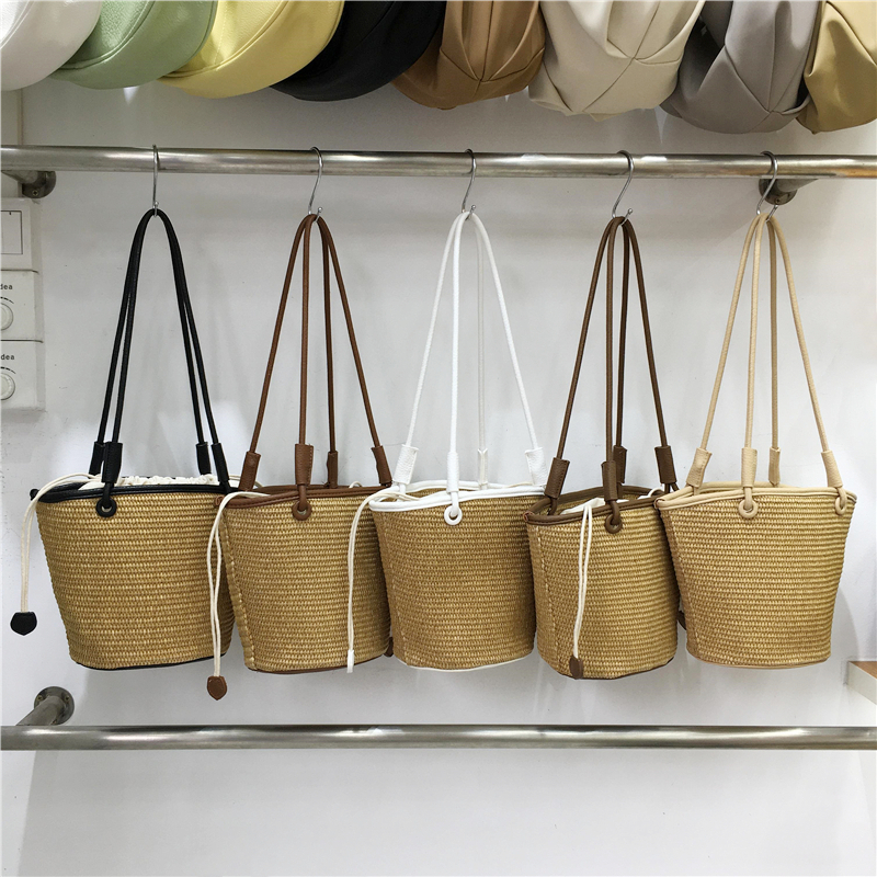 Straw Woven Vegetable Basket Tote Bag - Summer Beach Vacation Underarm Bucket Bag for Trendy Style Straw Woven Vegetable Basket Tote Bag - Summer Beach Vacation Underarm Bucket Bag for Trendy Style