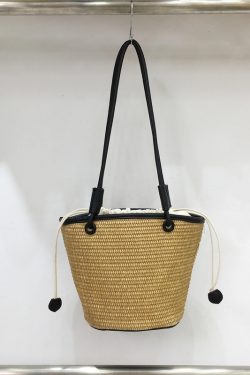 Straw Woven Vegetable Basket Tote Bag - Summer Beach Vacation Underarm Bucket Bag for Trendy Style