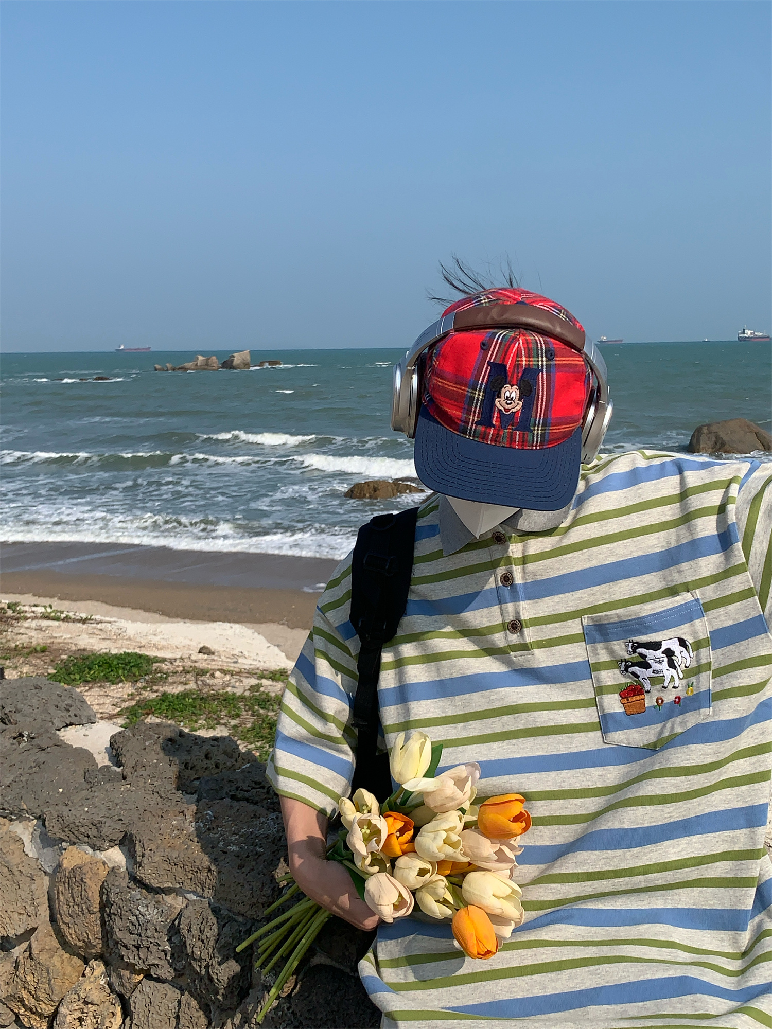 Striped Cow Embroidery Polo T-Shirt for Men and Women, Summer Loose Fit Short Sleeve Top, Vintage Style Striped Cow Embroidery Polo T-Shirt for Men and Women, Summer Loose Fit Short Sleeve Top, Vintage Style