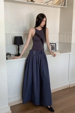 Striped High-Low Fake Two-Piece Dress - Slimming Waist Summer Vest for Women - Trendy Y2K Style