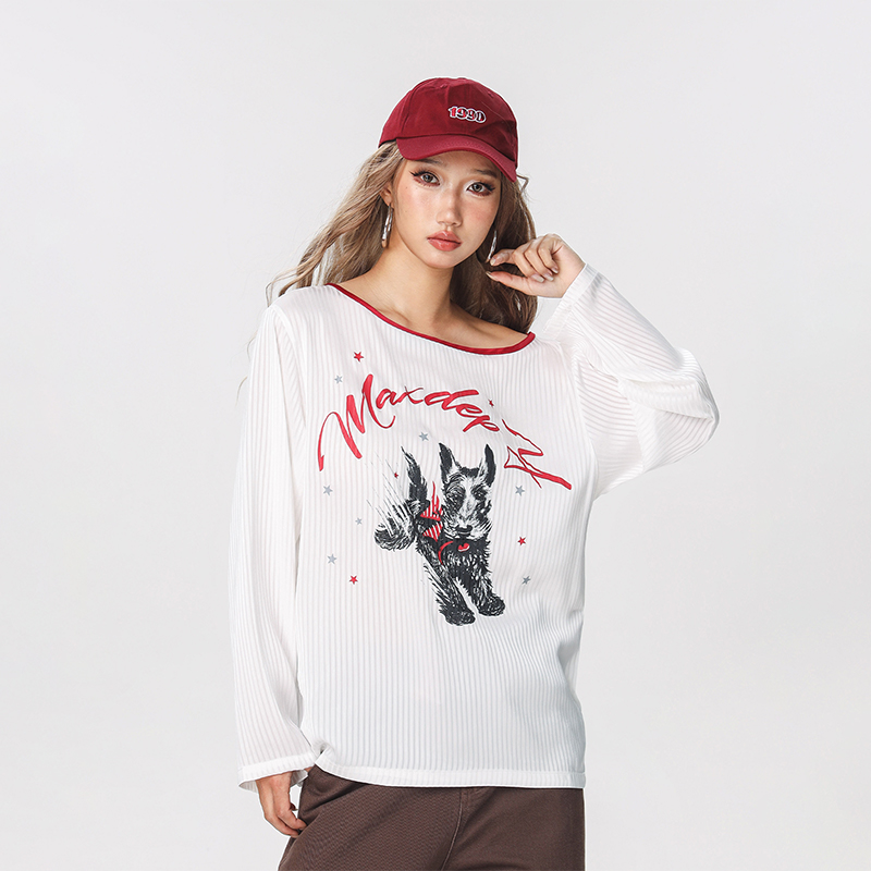 Striped Long Sleeve Off-Shoulder T-Shirt for Women - American Style Cool Thin Sun Protection Cover-Up - Trendy Hot Girl Top Striped Long Sleeve Off-Shoulder T-Shirt for Women - American Style Cool Thin Sun Protection Cover-Up - Trendy Hot Girl Top