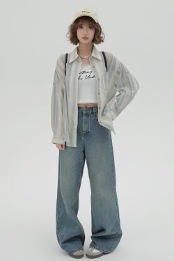 Striped Long Sleeve Shirt for Women - Color-Blocking Loose Sun-Protective Jacket Top for Spring & Autumn, Versatile Fashion Essential