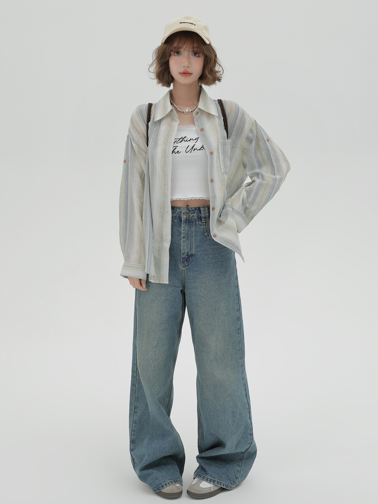 Striped Long Sleeve Shirt for Women - Color-Blocking Loose Sun-Protective Jacket Top for Spring & Autumn, Versatile Fashion Essential Striped Long Sleeve Shirt for Women - Color-Blocking Loose Sun-Protective Jacket Top for Spring & Autumn, Versatile Fashion Essential