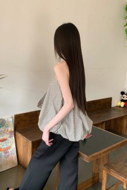 Striped Neck Tie Cloud Camisole - Summer Design, Trendy Niche Style, Perfect for Y2K and 90s Inspired Fashion