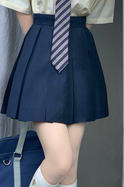 Striped Pudding Bear JK Shirt Set for Women - Short Sleeve & Long Sleeve Uniform, Blue, Summer Fashion, Kawaii Style