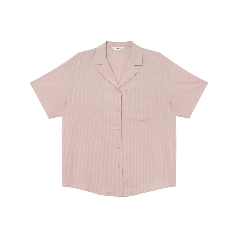 Striped Short-Sleeve Shirt for Women - Loose-Fitting Summer Blouse, Stylish 2025 Niche Design, Trendy Casual Top Striped Short-Sleeve Shirt for Women - Loose-Fitting Summer Blouse, Stylish 2025 Niche Design, Trendy Casual Top