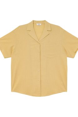 Striped Short-Sleeve Shirt for Women - Loose-Fitting Summer Blouse, Stylish 2025 Niche Design, Trendy Casual Top