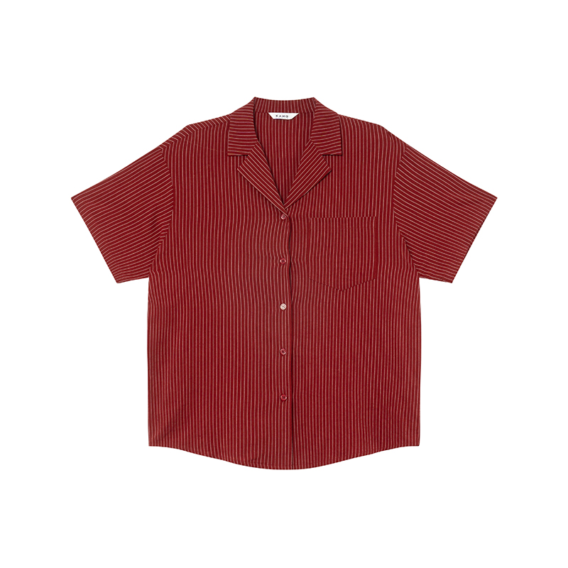 Striped Short-Sleeve Shirt for Women - Loose-Fitting Summer Blouse, Stylish 2025 Niche Design, Trendy Casual Top Striped Short-Sleeve Shirt for Women - Loose-Fitting Summer Blouse, Stylish 2025 Niche Design, Trendy Casual Top