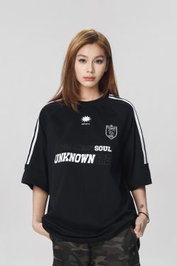 Striped Short Sleeve T-Shirt for Women - Casual American Sports Style, Loose Fit Summer Top for Couples