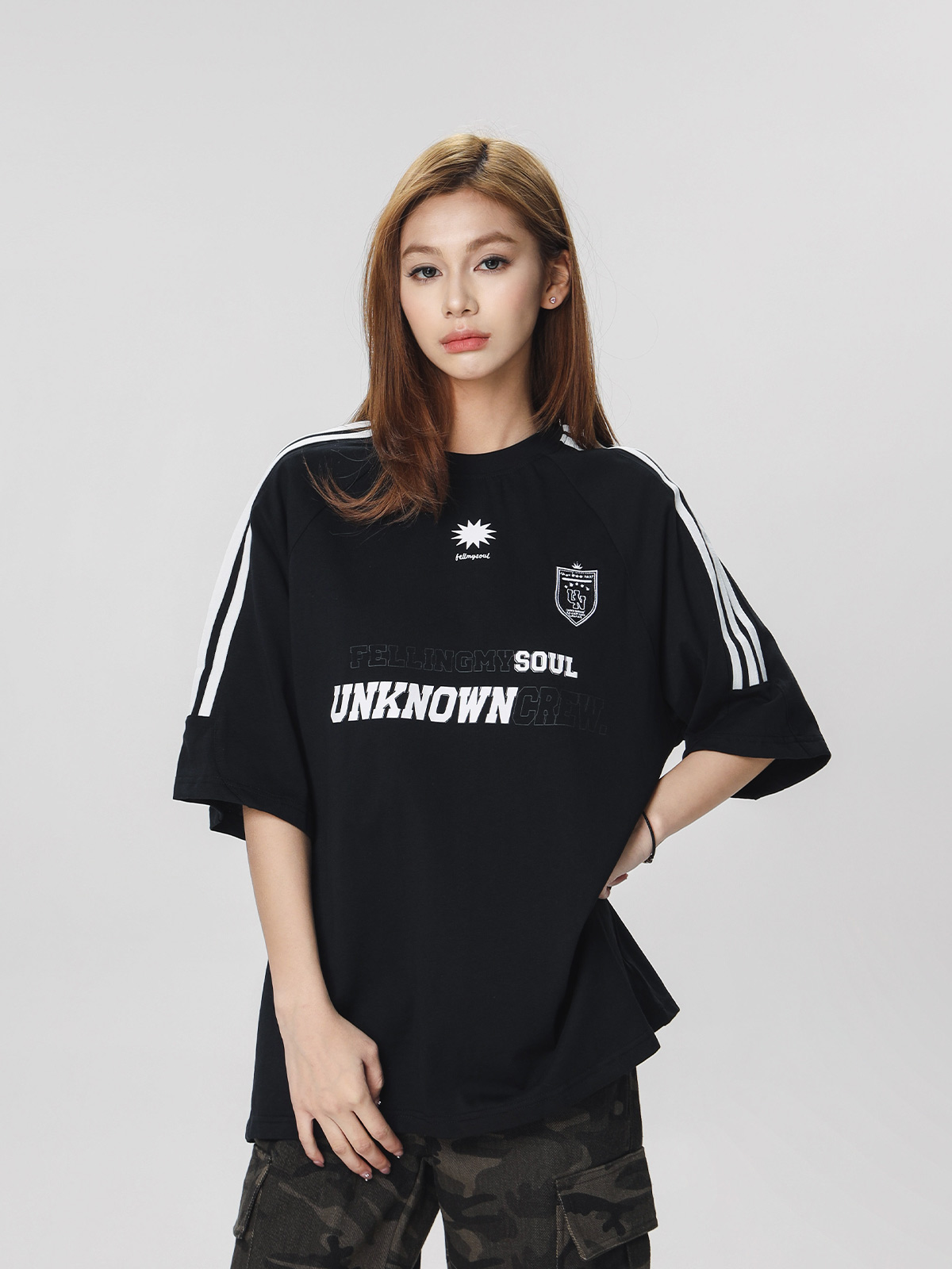 Striped Short Sleeve T-Shirt for Women - Casual American Sports Style, Loose Fit Summer Top for Couples Striped Short Sleeve T-Shirt for Women - Casual American Sports Style, Loose Fit Summer Top for Couples