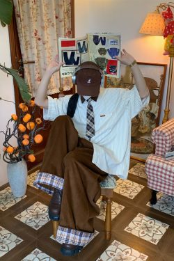 Striped Tie Casual Short Sleeve Shirt for Men and Women, Japanese Style Loose Versatile Top, Trendy Vintage-Inspired Fashion