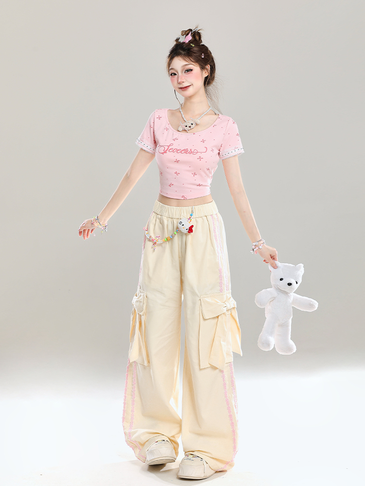 Stylish Butterfly Knot Casual Pants for Girls - Summer Loose Wide-Leg Trousers, Straight-Leg Draping Floor-Length Fashion Pants Stylish Butterfly Knot Casual Pants for Girls - Summer Loose Wide-Leg Trousers, Straight-Leg Draping Floor-Length Fashion Pants