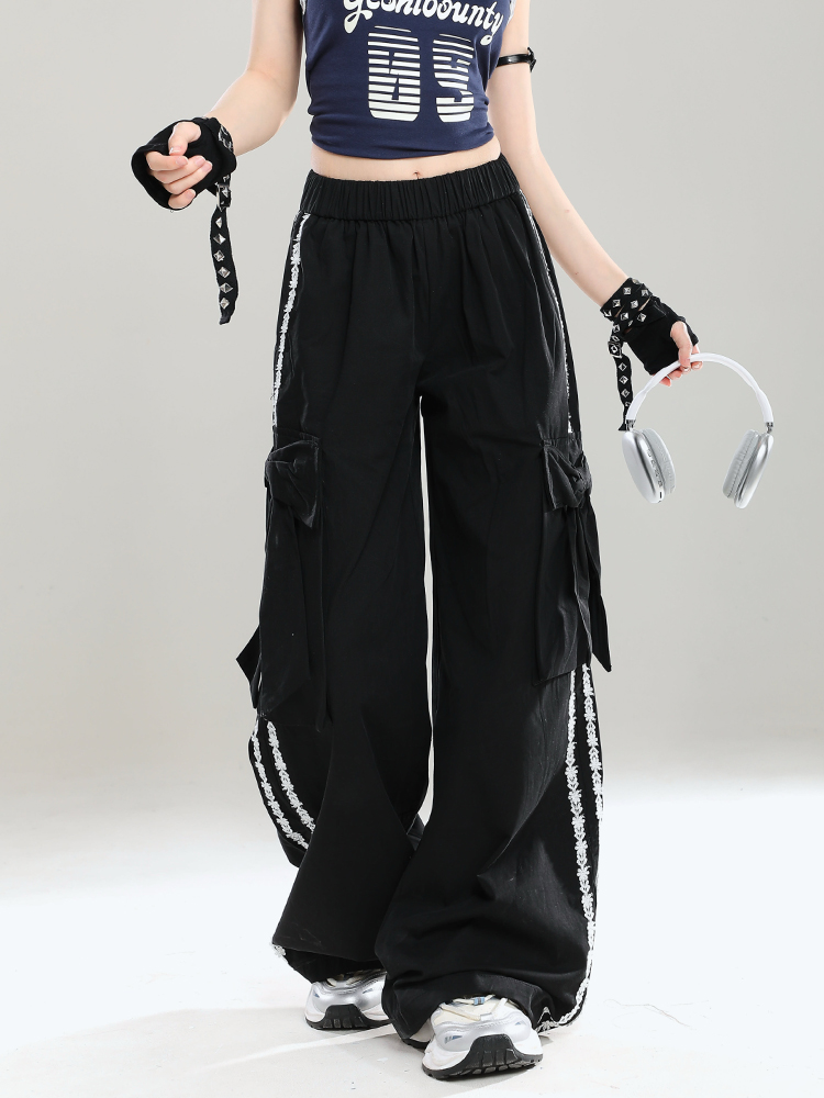 Stylish Butterfly Knot Casual Pants for Girls - Summer Loose Wide-Leg Trousers, Straight-Leg Draping Floor-Length Fashion Pants Stylish Butterfly Knot Casual Pants for Girls - Summer Loose Wide-Leg Trousers, Straight-Leg Draping Floor-Length Fashion Pants