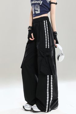 Stylish Butterfly Knot Casual Pants for Girls - Summer Loose Wide-Leg Trousers, Straight-Leg Draping Floor-Length Fashion Pants
