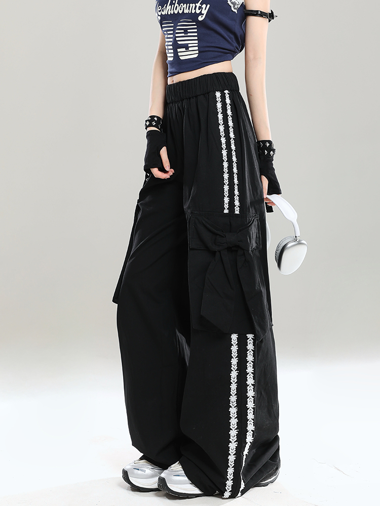 Stylish Butterfly Knot Casual Pants for Girls - Summer Loose Wide-Leg Trousers, Straight-Leg Draping Floor-Length Fashion Pants Stylish Butterfly Knot Casual Pants for Girls - Summer Loose Wide-Leg Trousers, Straight-Leg Draping Floor-Length Fashion Pants