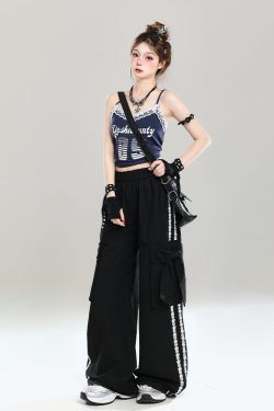 Stylish Butterfly Knot Casual Pants for Girls - Summer Loose Wide-Leg Trousers, Straight-Leg Draping Floor-Length Fashion Pants