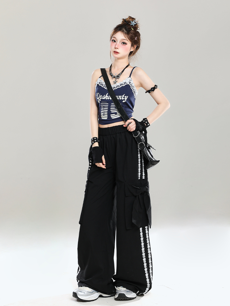 Stylish Butterfly Knot Casual Pants for Girls - Summer Loose Wide-Leg Trousers, Straight-Leg Draping Floor-Length Fashion Pants Stylish Butterfly Knot Casual Pants for Girls - Summer Loose Wide-Leg Trousers, Straight-Leg Draping Floor-Length Fashion Pants