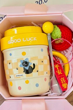 Stylish Ceramic Travel Coffee Cup with Lid - Unique Design, High-Quality Tea Mug for Women, Ideal Gift for Coffee Lovers