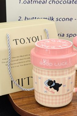 Stylish Ceramic Travel Coffee Cup with Lid - Unique Design, High-Quality Tea Mug for Women, Ideal Gift for Coffee Lovers