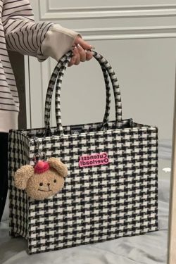 Stylish Checkered Tote Bag - Large Capacity Shoulder Handbag for Work, College, and Daily Commuting