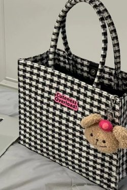 Stylish Checkered Tote Bag - Large Capacity Shoulder Handbag for Work, College, and Daily Commuting