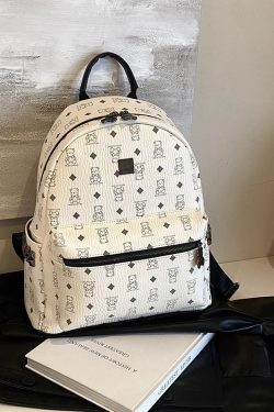 Stylish High-End Double Shoulder Backpack 2024 Women's Versatile Bag for School & Everyday Use, Trendy Maiduo Bear Design