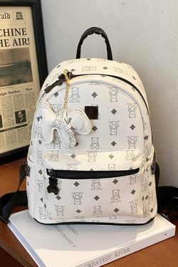 Stylish High-End Double Shoulder Backpack 2024 Women's Versatile Bag for School & Everyday Use, Trendy Maiduo Bear Design