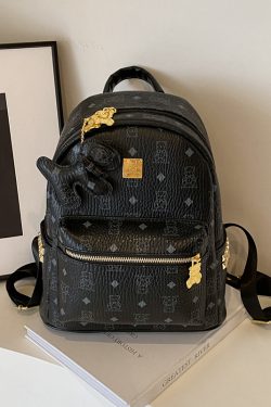 Stylish High-End Double Shoulder Backpack 2024 Women's Versatile Bag for School & Everyday Use, Trendy Maiduo Bear Design